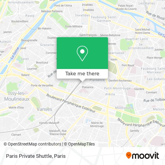 Paris Private Shuttle map