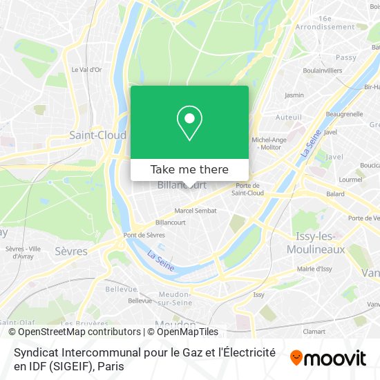 Mapa Syndicat Intercommunal pour le Gaz et l'Électricité en IDF (SIGEIF)