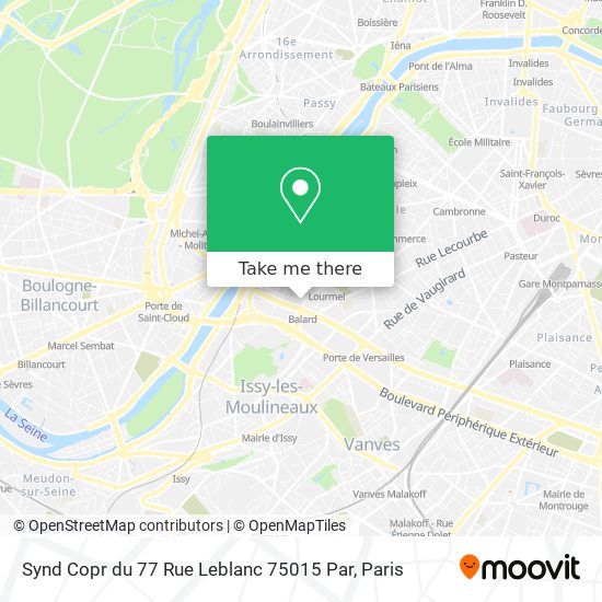 Synd Copr du 77 Rue Leblanc 75015 Par map