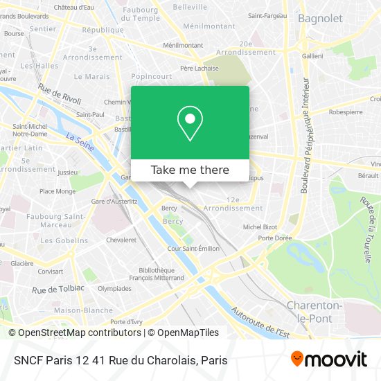 Mapa SNCF Paris 12 41 Rue du Charolais