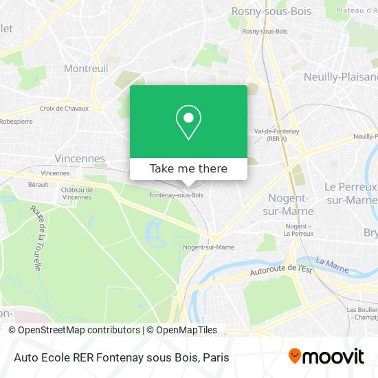 Mapa Auto Ecole RER Fontenay sous Bois