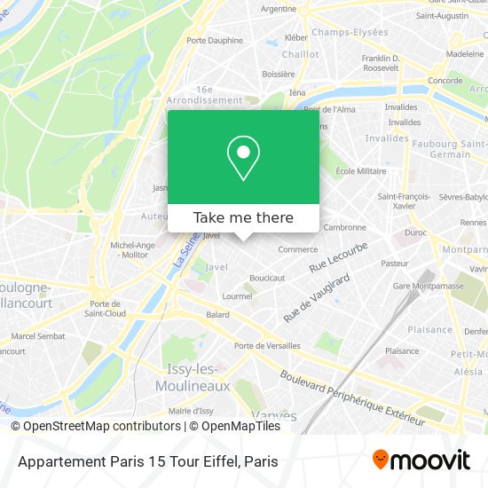 Mapa Appartement Paris 15 Tour Eiffel