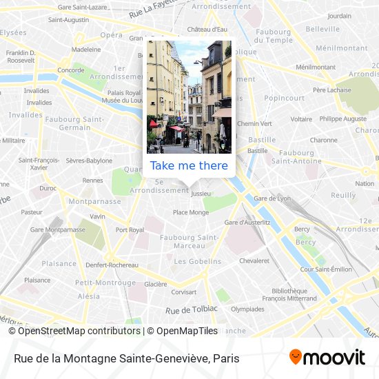 Rue de la Montagne Sainte-Geneviève map