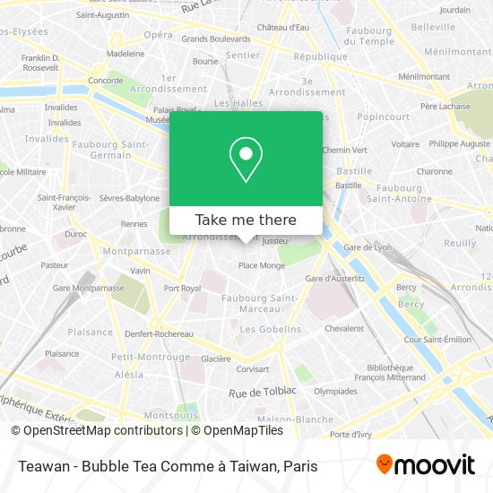 Teawan - Bubble Tea Comme à Taiwan map