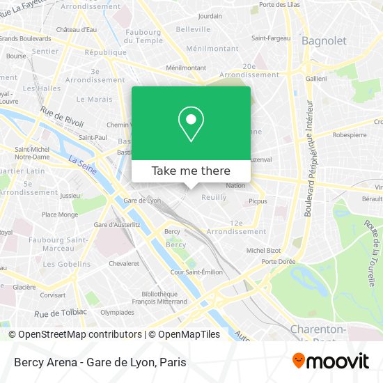 Mapa Bercy Arena - Gare de Lyon