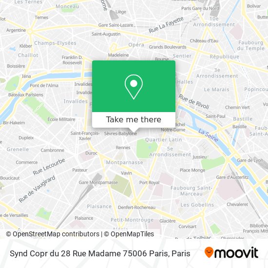 Synd Copr du 28 Rue Madame 75006 Paris map