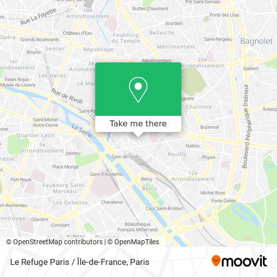 Mapa Le Refuge Paris / Île-de-France