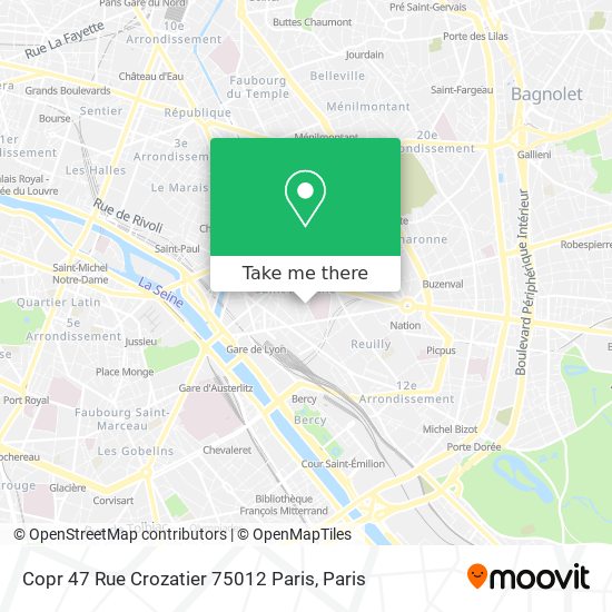 Copr 47 Rue Crozatier 75012 Paris map