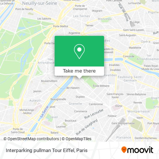 Interparking pullman Tour Eiffel map