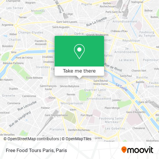 Mapa Free Food Tours Paris