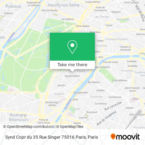 Synd Copr du 35 Rue Singer 75016 Paris map