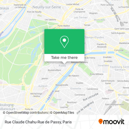 Mapa Rue Claude Chahu-Rue de Passy