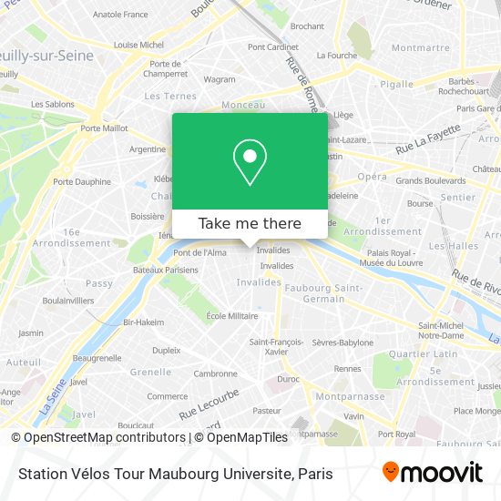 Station Vélos Tour Maubourg Universite map