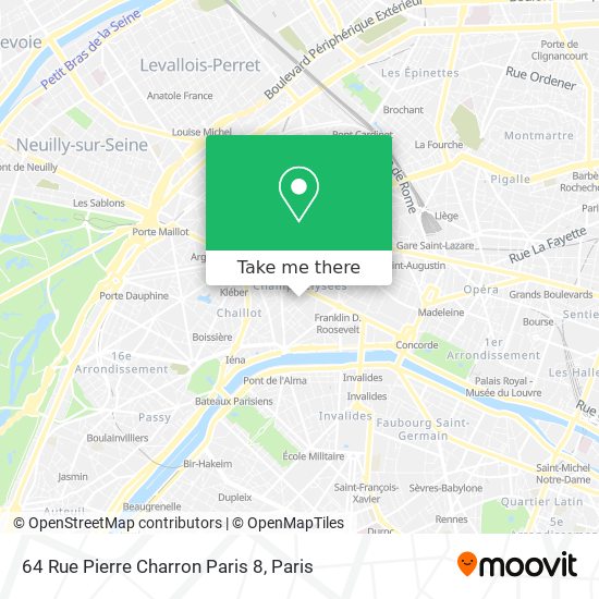 Mapa 64 Rue Pierre Charron Paris 8