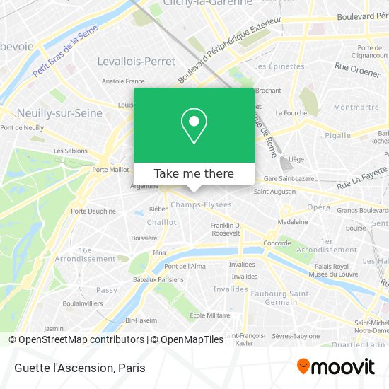 How to get to Guette l Ascension in Paris by Metro Bus RER or Train