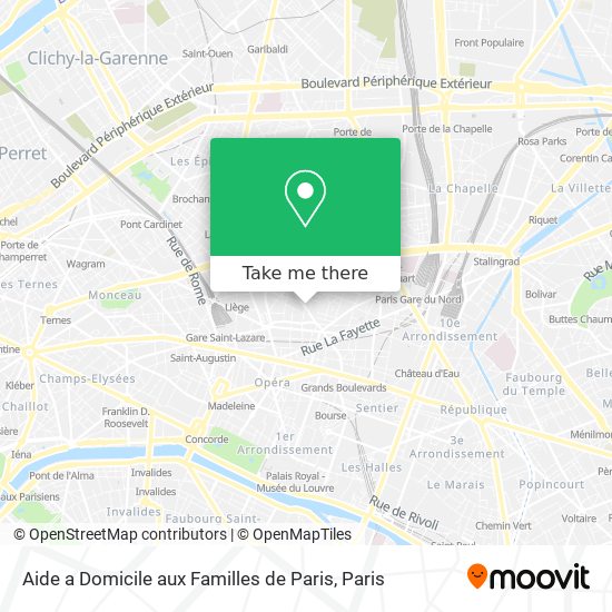 Mapa Aide a Domicile aux Familles de Paris