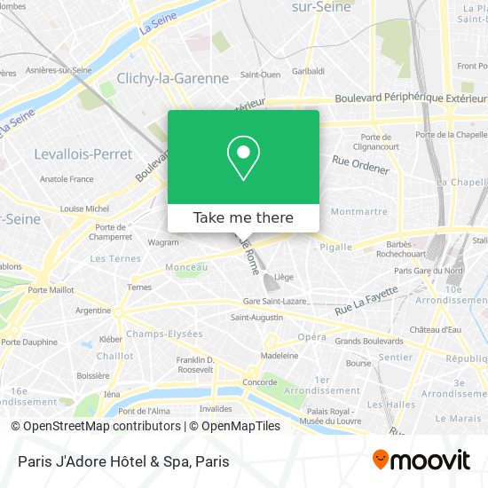 Paris J'Adore Hôtel & Spa map