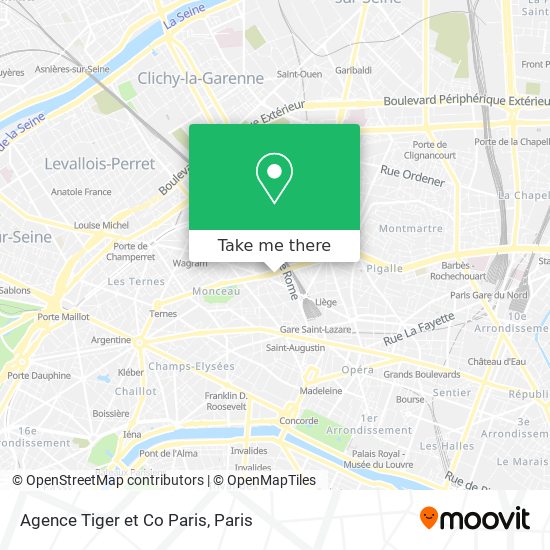 Mapa Agence Tiger et Co Paris