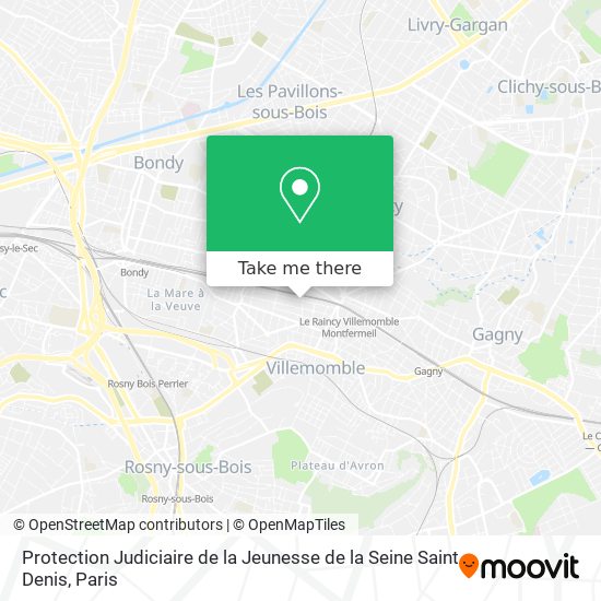 Mapa Protection Judiciaire de la Jeunesse de la Seine Saint Denis