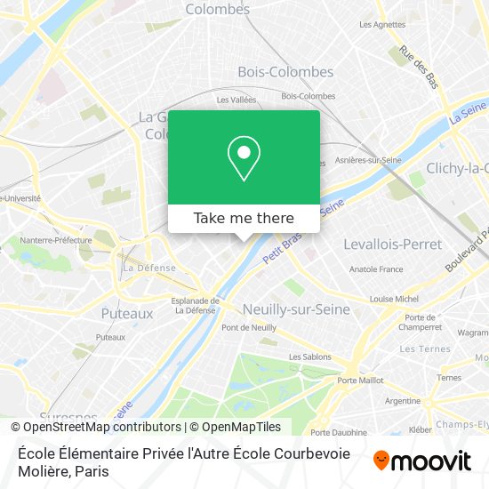 Mapa École Élémentaire Privée l'Autre École Courbevoie Molière