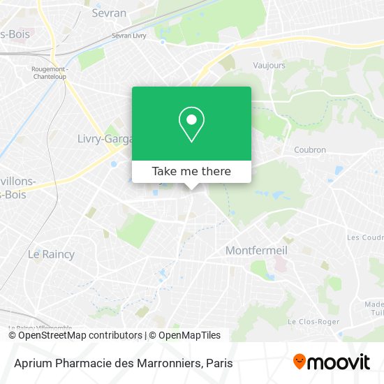 Mapa Aprium Pharmacie des Marronniers