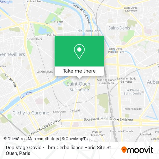 Dépistage Covid - Lbm Cerballiance Paris Site St Ouen map