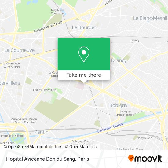Mapa Hopital Avicenne Don du Sang