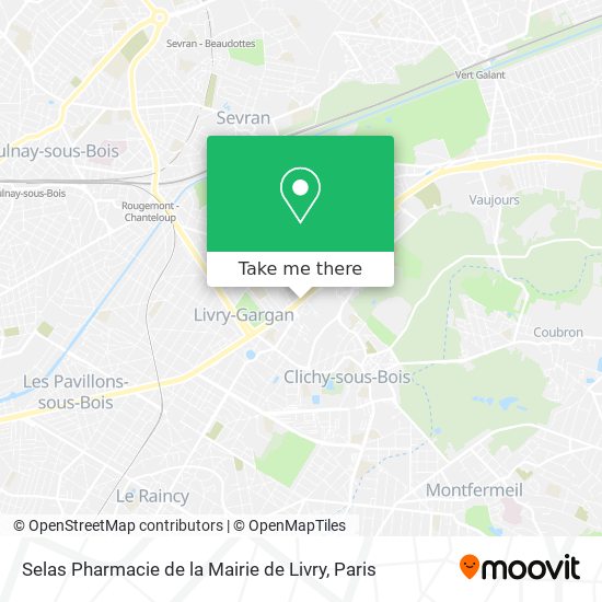 Mapa Selas Pharmacie de la Mairie de Livry
