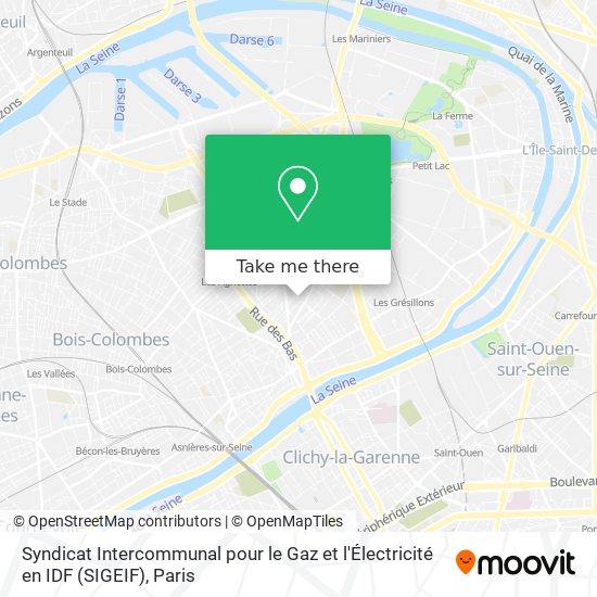 Syndicat Intercommunal pour le Gaz et l'Électricité en IDF (SIGEIF) map