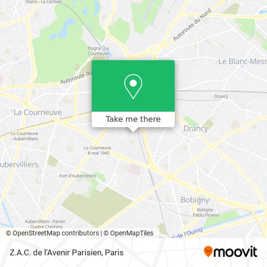 Mapa Z.A.C. de l'Avenir Parisien
