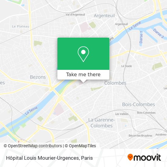 Hôpital Louis Mourier-Urgences map