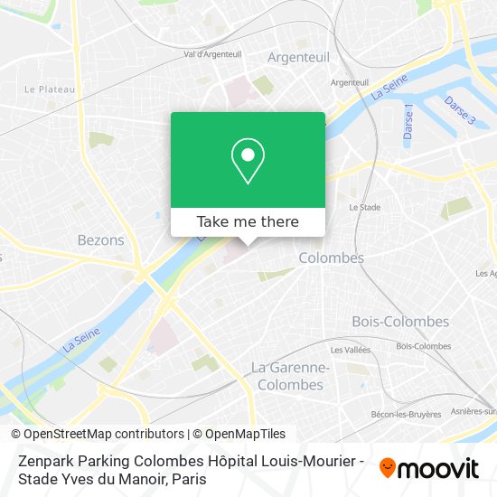 Zenpark Parking Colombes Hôpital Louis-Mourier - Stade Yves du Manoir map