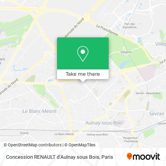 Mapa Concession RENAULT d'Aulnay sous Bois