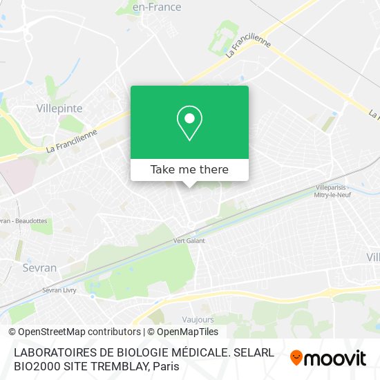 LABORATOIRES DE BIOLOGIE MÉDICALE. SELARL BIO2000 SITE TREMBLAY map