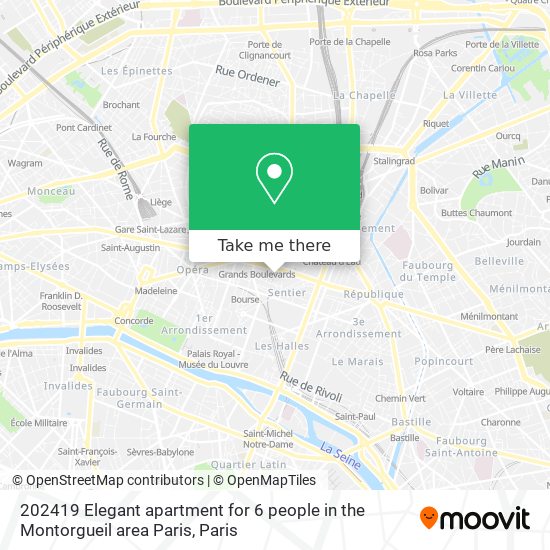 Mapa 202419 Elegant apartment for 6 people in the Montorgueil area Paris