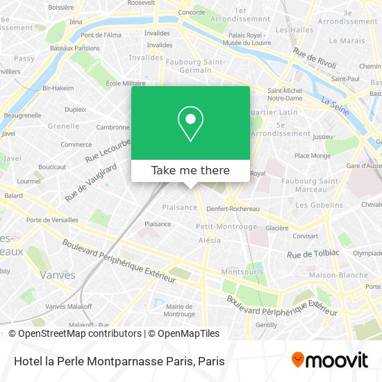 Mapa Hotel la Perle Montparnasse Paris
