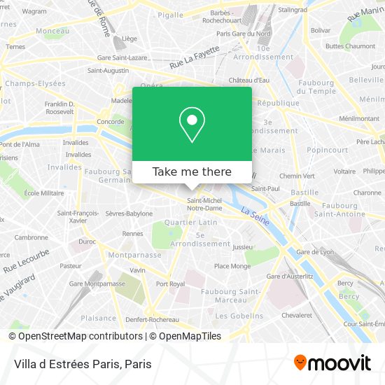 Mapa Villa d Estrées Paris
