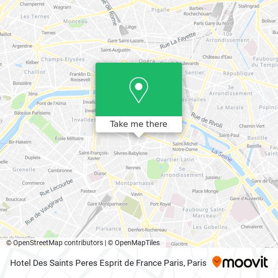 Mapa Hotel Des Saints Peres Esprit de France Paris