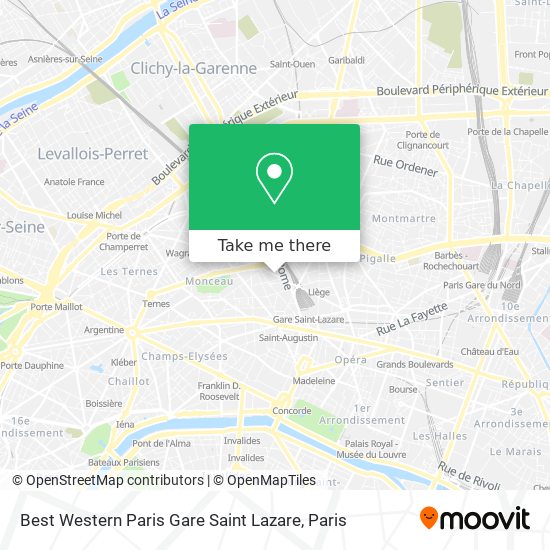 Mapa Best Western Paris Gare Saint Lazare