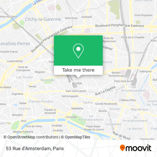 Mapa 53 Rue d'Amsterdam