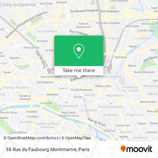 Mapa 38 Rue du Faubourg Montmartre