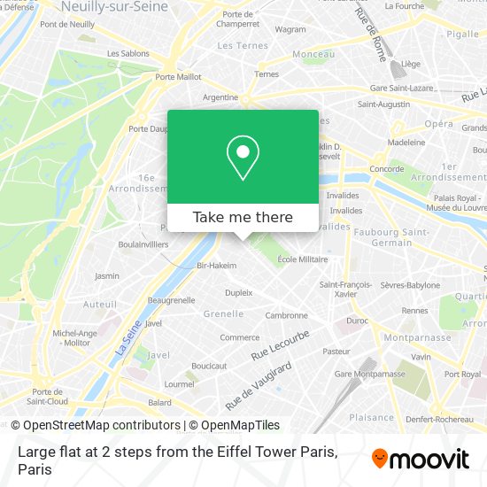 Large flat at 2 steps from the Eiffel Tower Paris map