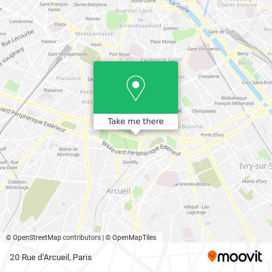 Mapa 20 Rue d'Arcueil