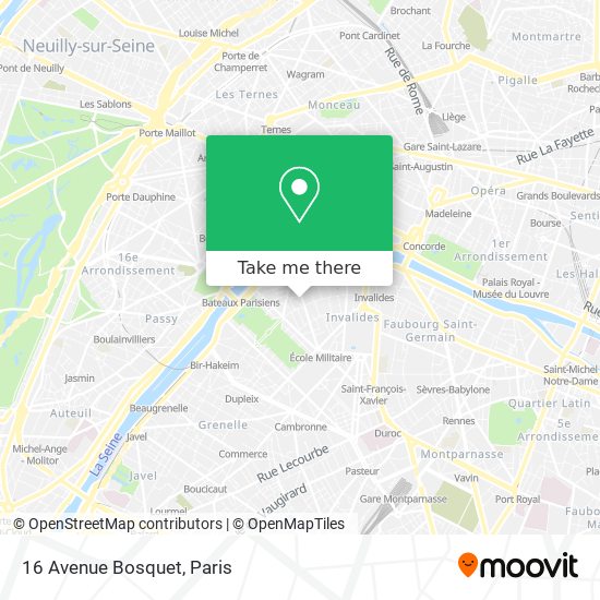 Mapa 16 Avenue Bosquet