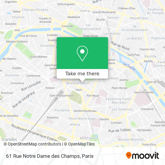 Mapa 61 Rue Notre Dame des Champs