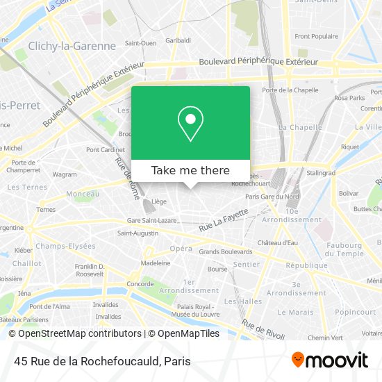 Mapa 45 Rue de la Rochefoucauld