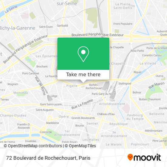 Mapa 72 Boulevard de Rochechouart