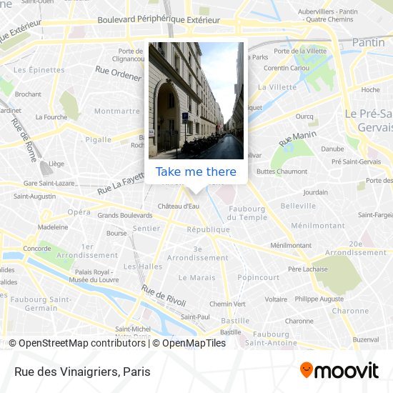 Mapa Rue des Vinaigriers