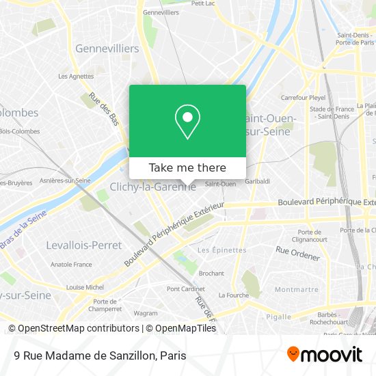 Mapa 9 Rue Madame de Sanzillon