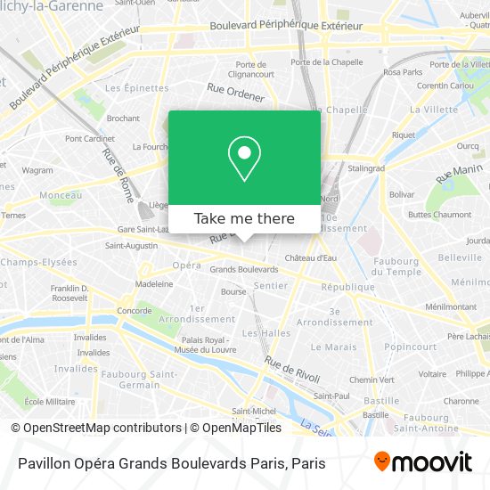 Mapa Pavillon Opéra Grands Boulevards Paris